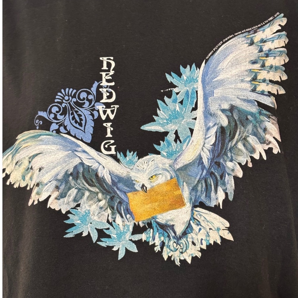 Gildan Harry Potter T-Shirt Adult L Black‎ Hedwig Graphic Cotton Excellent
